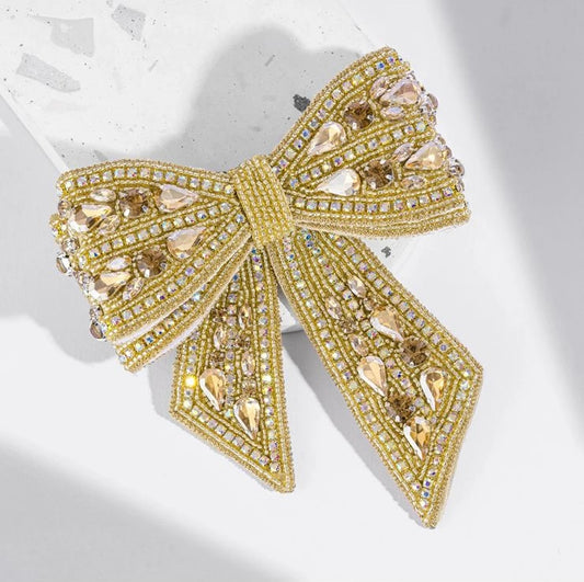 Golden Royale Crystal Bow Hair Clip