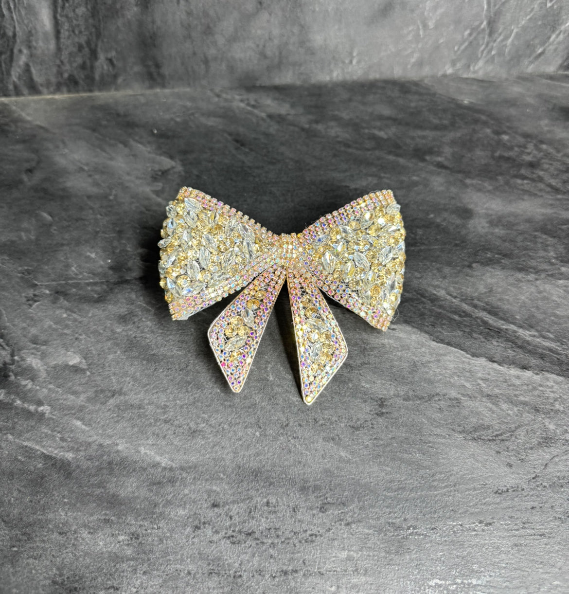 Iridescent Crystal Oversized Bow Hair Clip – Glam Luxe