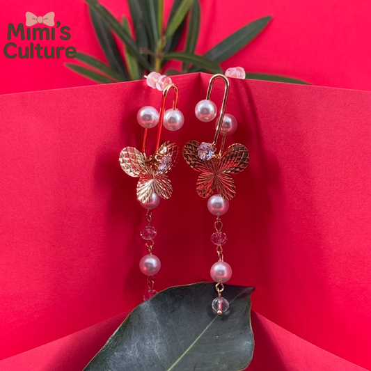 Butterfly Pearl Drop Earrings