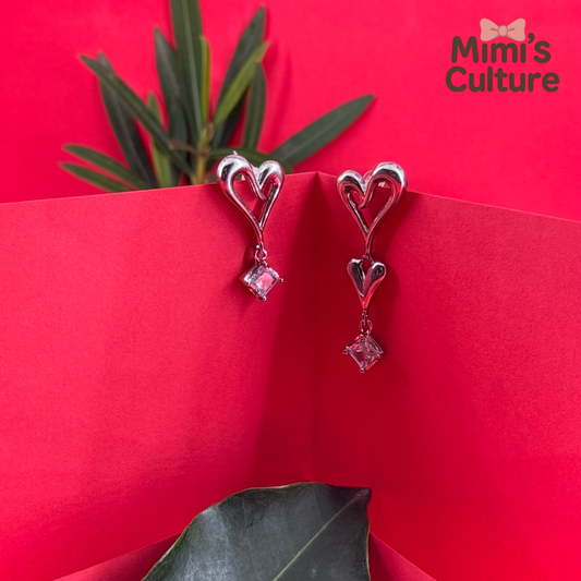 Double Heart Crystal Danglers