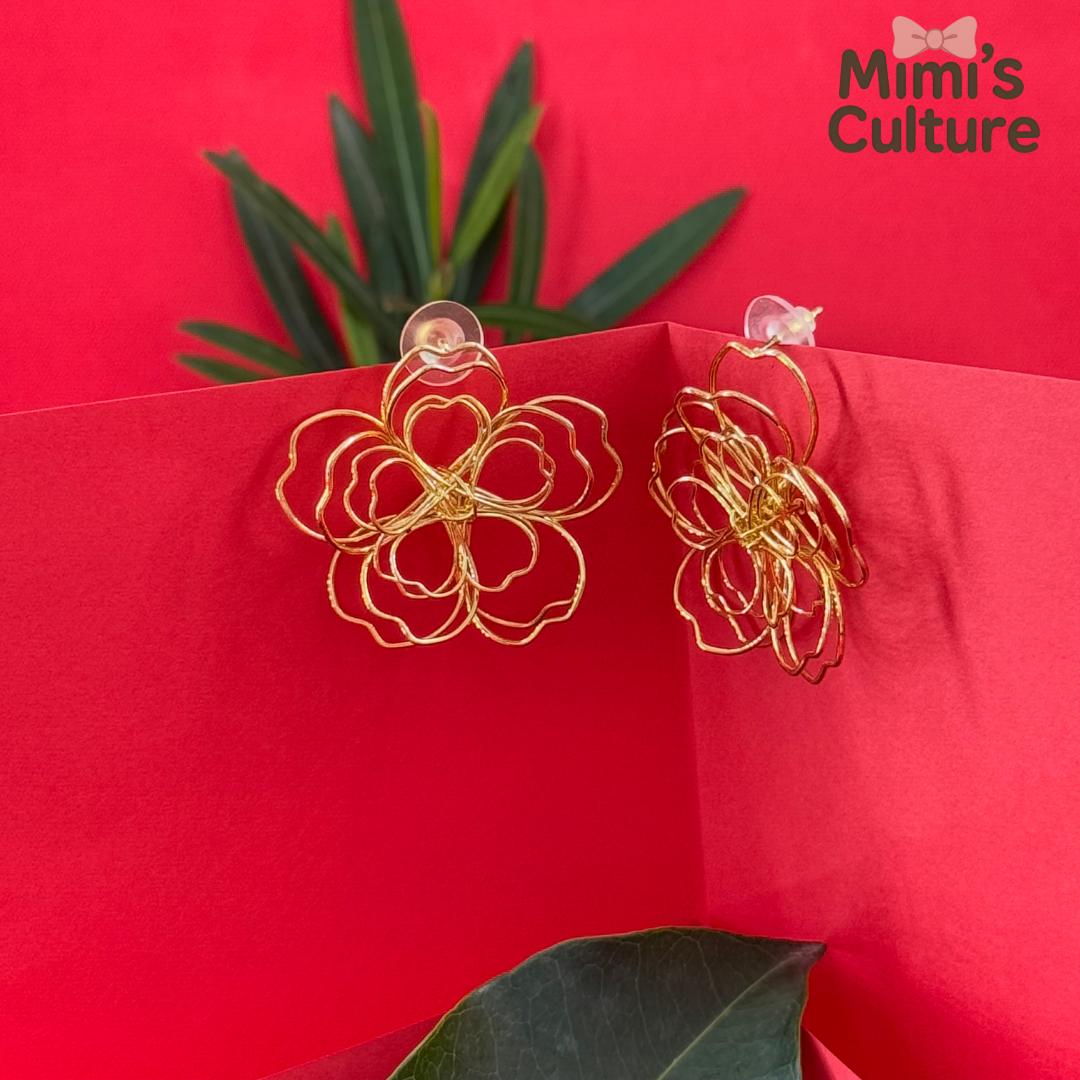 Golden Petal Wire Bloom Earrings