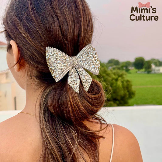 Luxury Crystal Embellished Bow Hair Clip – Statement Elegance