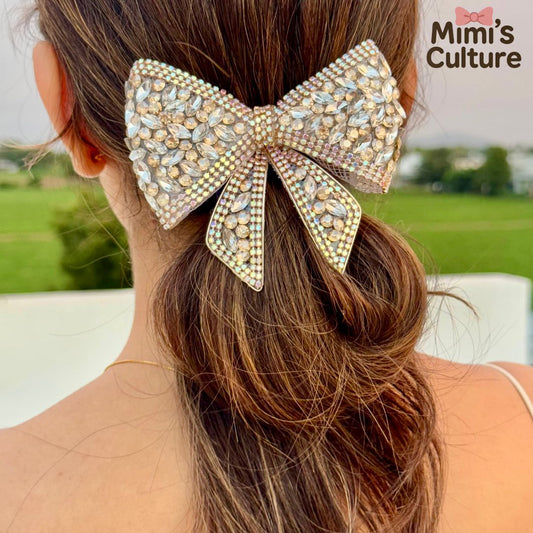 Iridescent Crystal Oversized Bow Hair Clip – Glam Luxe