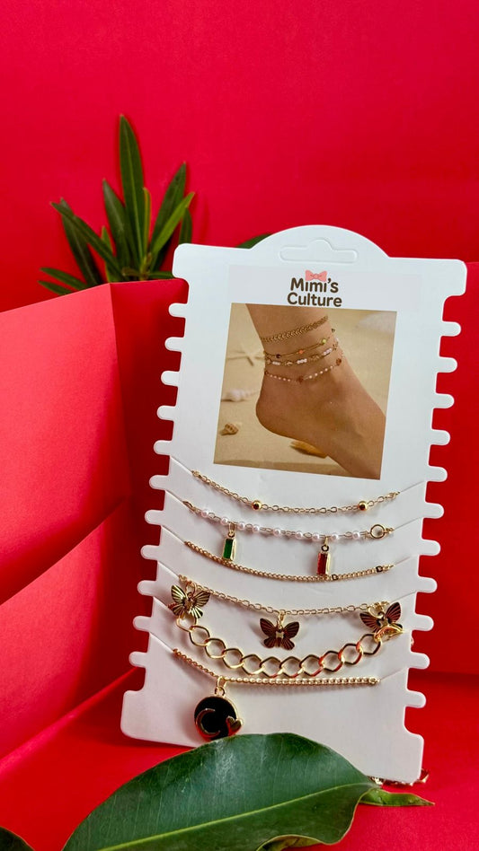 Mimi’s Culture Golden Butterfly Anklet Set