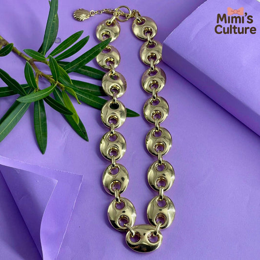 Mimi’s Golden Disc Link Necklace